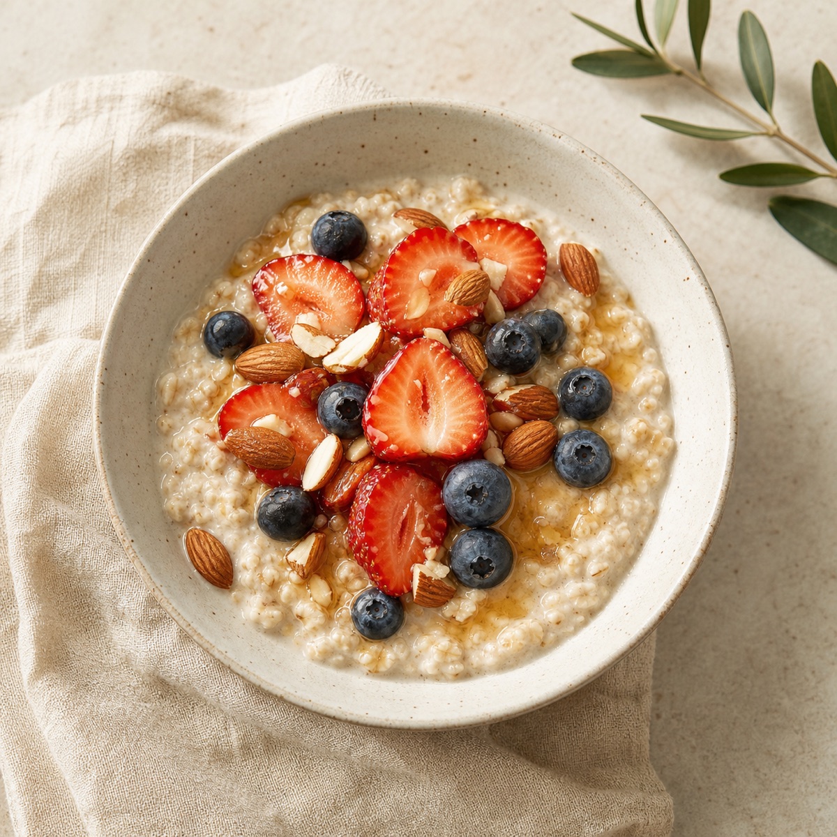 Oatmeal with berries and almonds